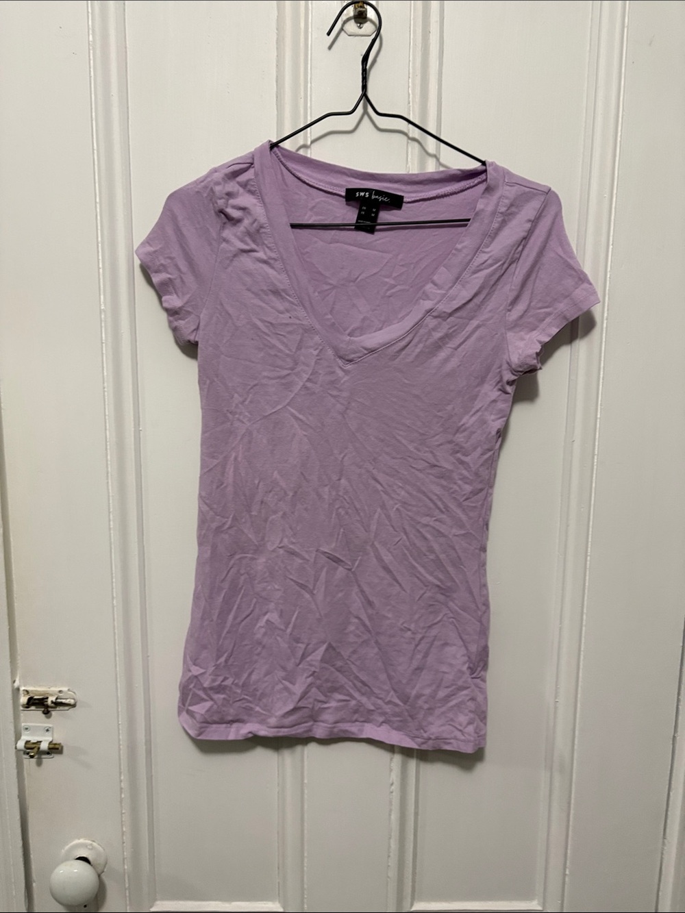 Soft V-Neck Short Sleeve Tee by Express - Lavender